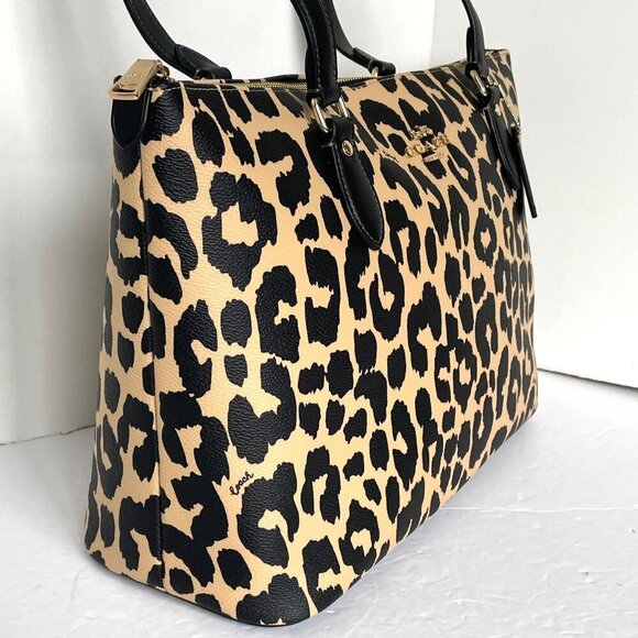 Coach Gallery Leopard Tote Bag CY347 Coated Canvas Shoulder Bag Medium ORIGPKG - Picture 5 of 13